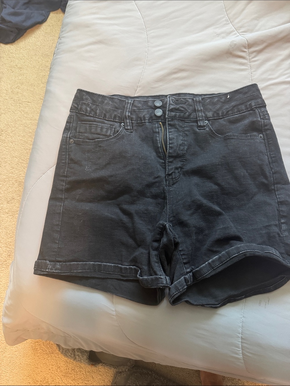Royalty For Me Black High-Rise Cuffed Denim Shorts